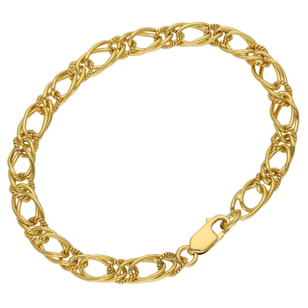 9ct Yellow Gold 8.5" Double Twist Curb Bracelet - 14.2g