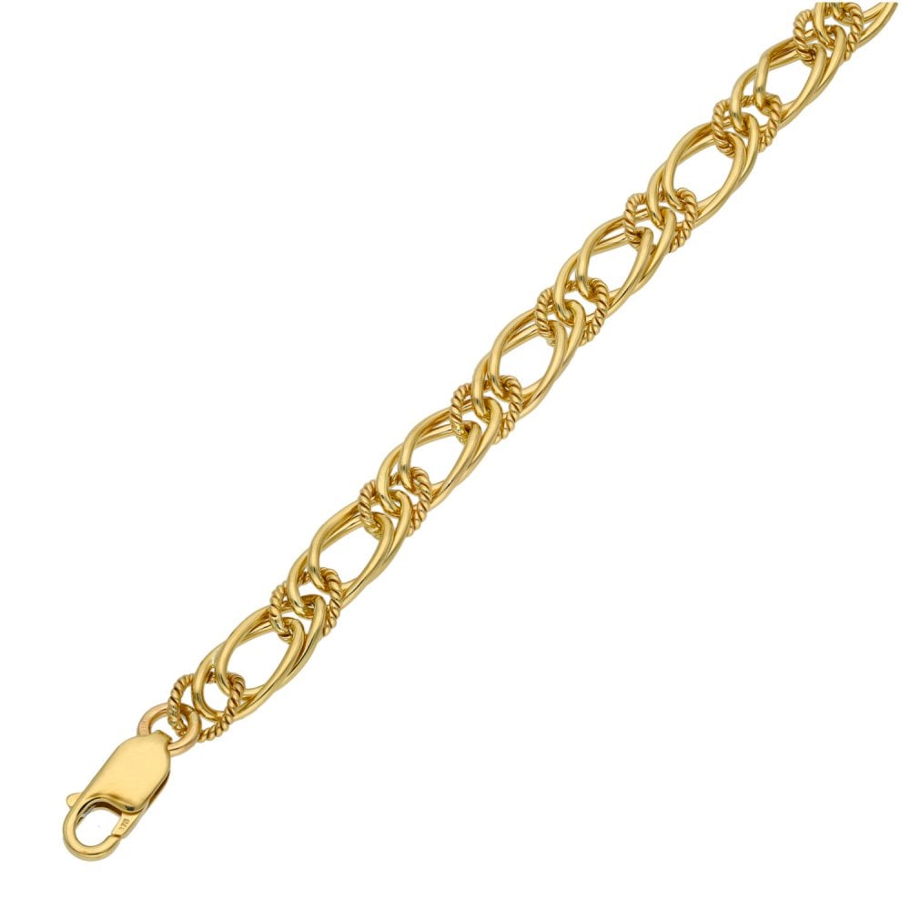9ct Yellow Gold 8.5" Double Twist Curb Bracelet - 14.2g