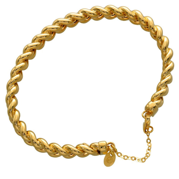 Ladies 9ct Yellow Gold Hollow Curb Link Torque Style Bangle