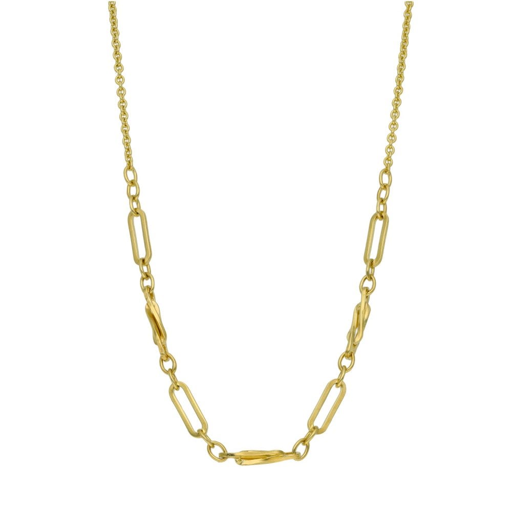 9ct Yellow Gold Fancy Twist & Oval Link Necklace - 18" - 5.7g