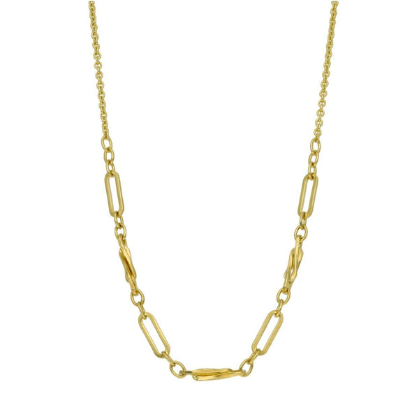 9ct Yellow Gold Fancy Twist & Oval Link Necklace - 18" - 5.7g