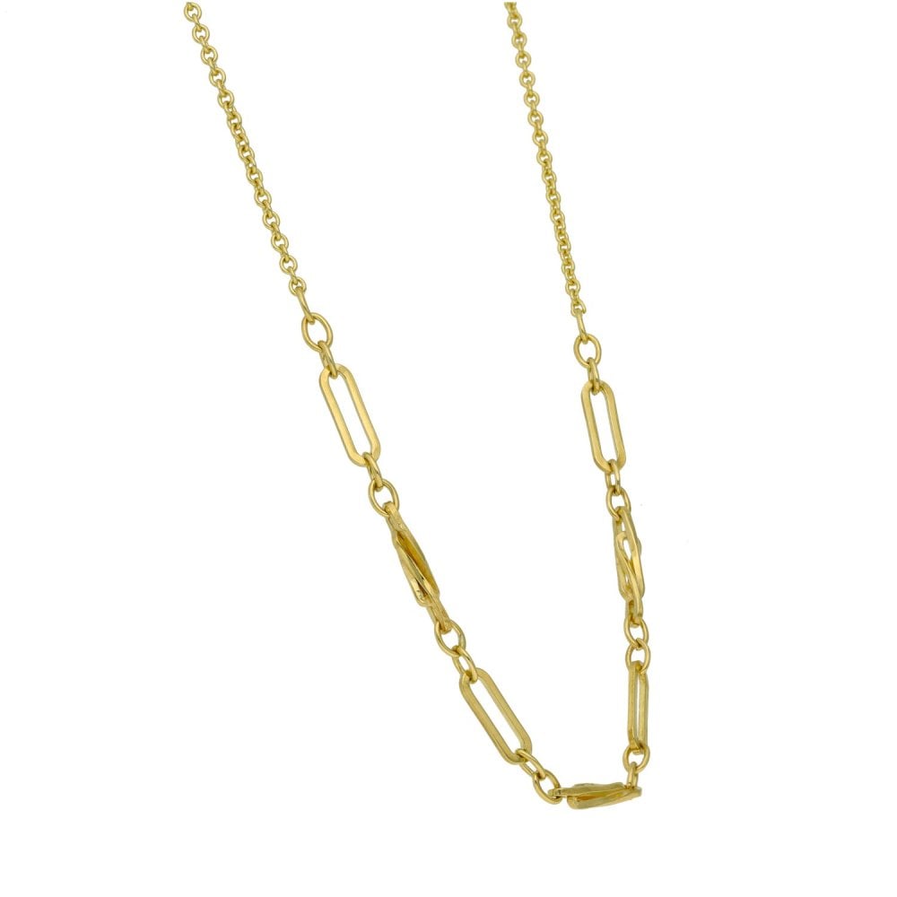 9ct Yellow Gold Fancy Twist & Oval Link Necklace - 18" - 5.7g