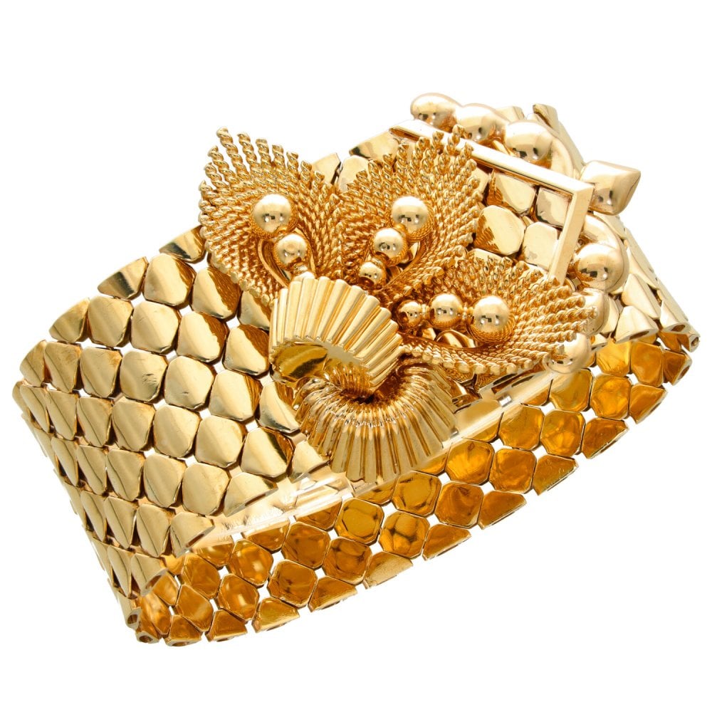 9ct Yellow Gold Large Floral Bracelet - 97.5g
