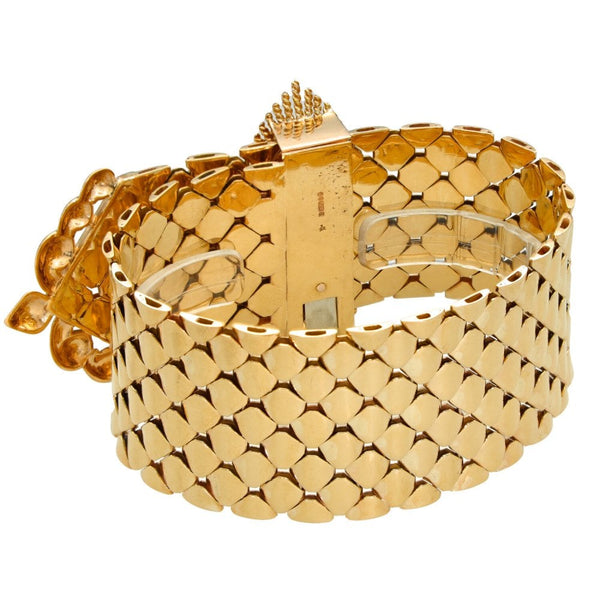 9ct Yellow Gold Large Floral Bracelet - 97.5g