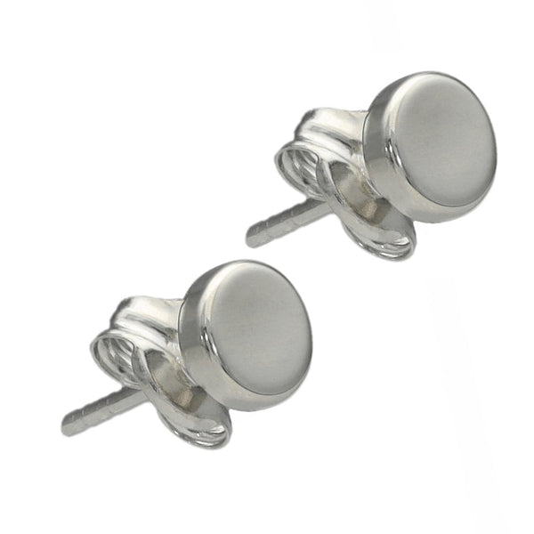 Ladies 9ct White Gold Disc Stud Earrings