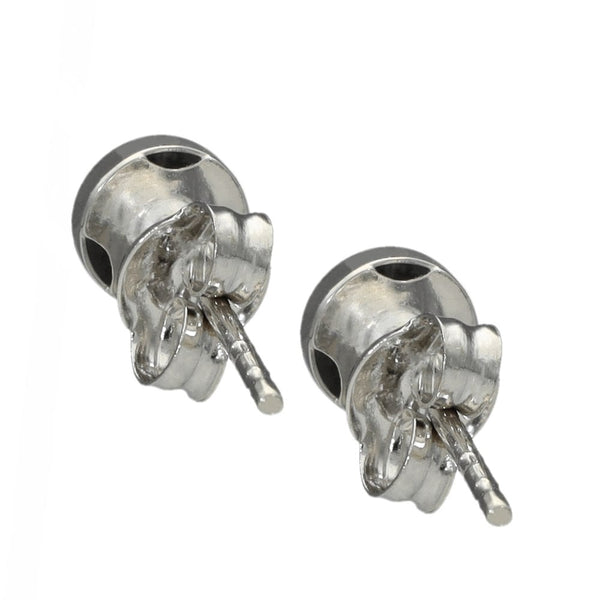 Ladies 9ct White Gold Disc Stud Earrings