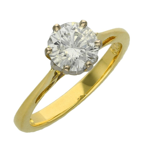 Ladies 18ct Yellow Gold Certified Diamond Engagement Ring