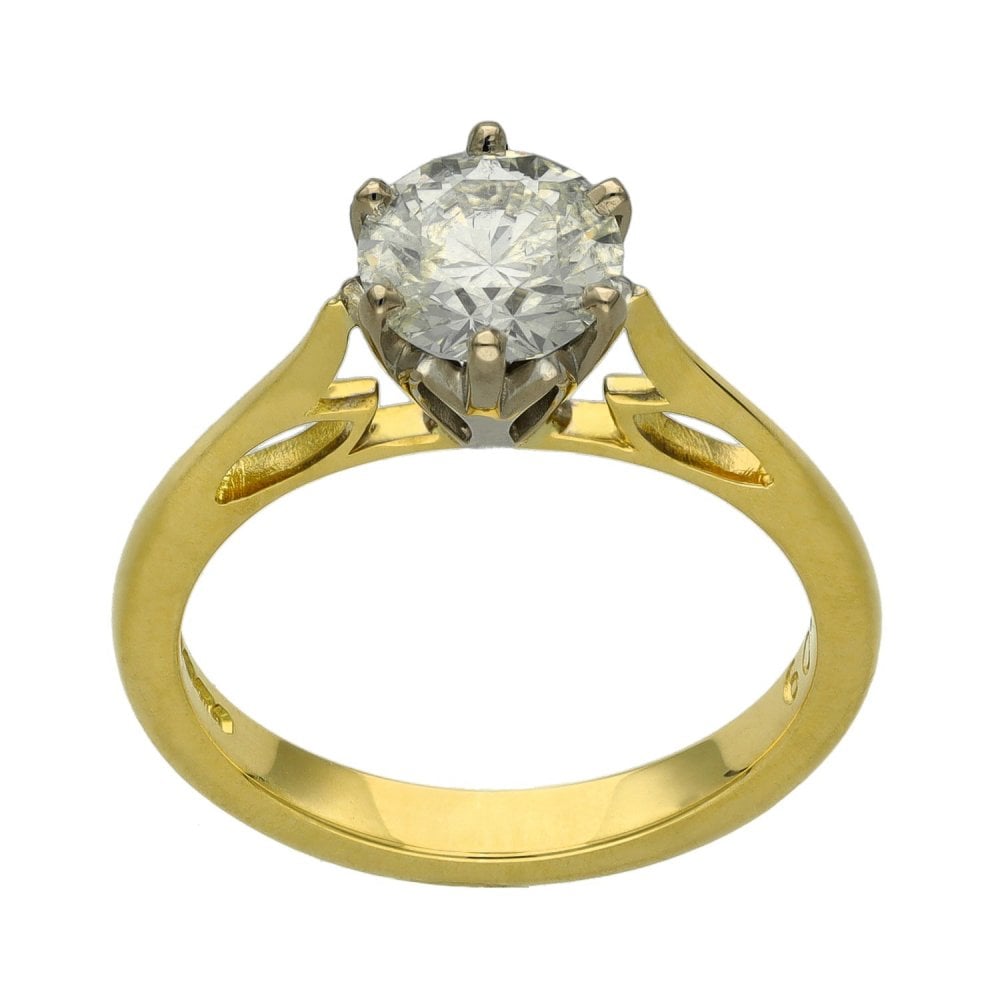 Ladies 18ct Yellow Gold Certified Diamond Engagement Ring
