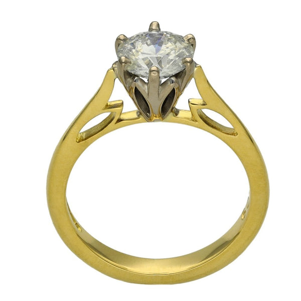 Ladies 18ct Yellow Gold Certified Diamond Engagement Ring