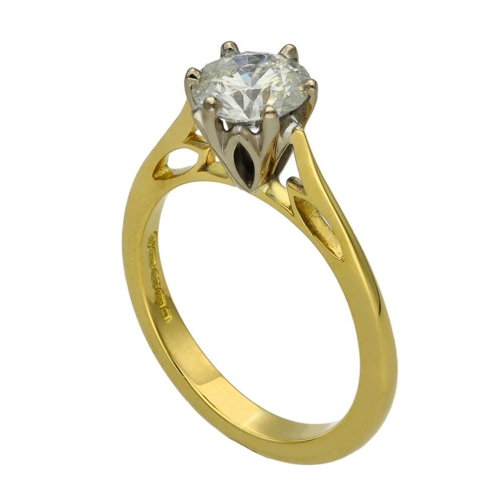 Ladies 18ct Yellow Gold Certified Diamond Engagement Ring