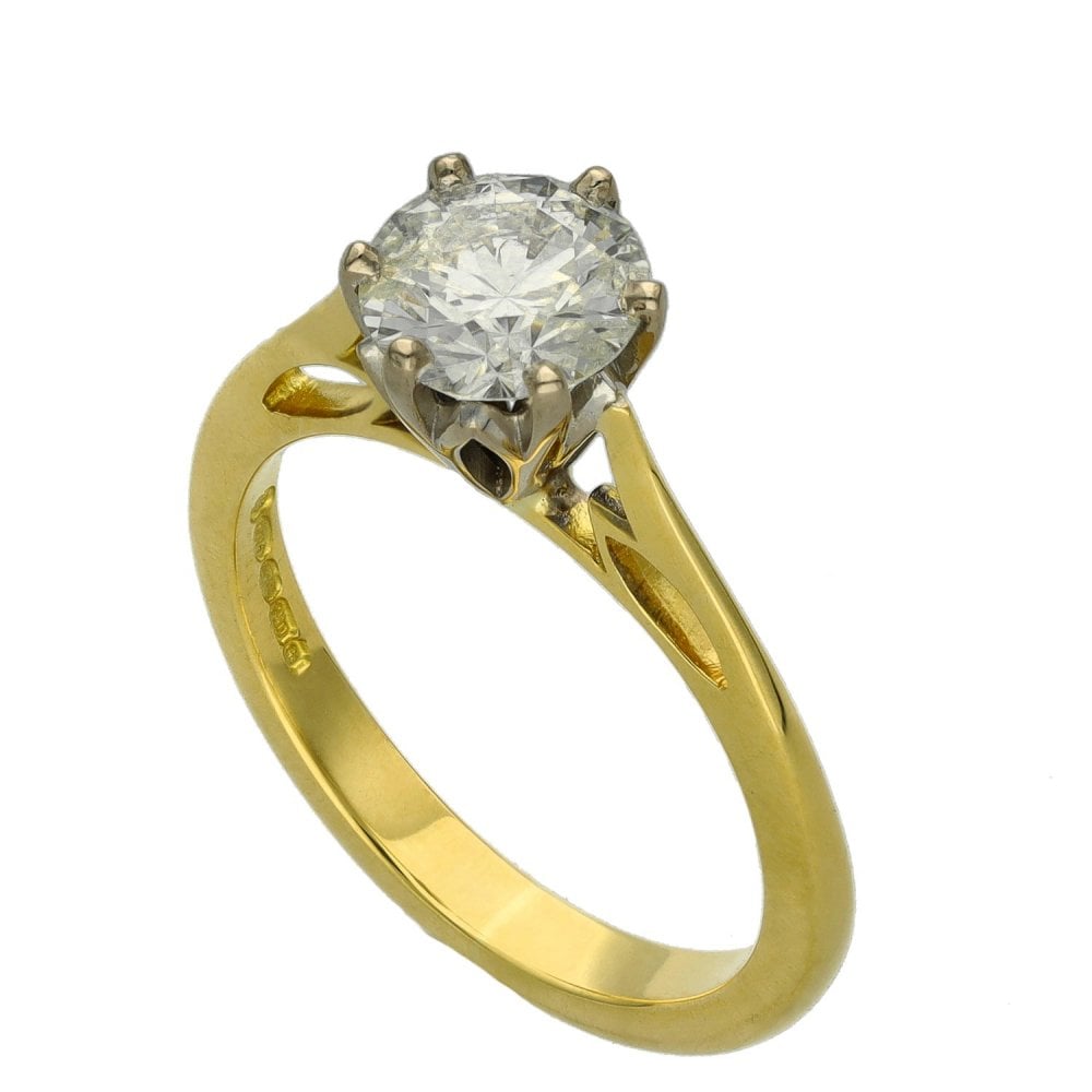 Ladies 18ct Yellow Gold Certified Diamond Engagement Ring