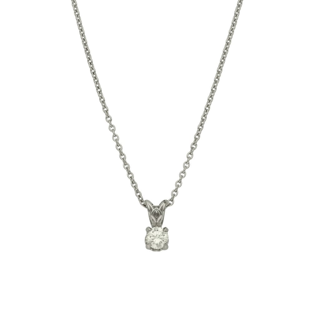 950 Platinum Diamond Solitaire Pendant & Necklace - 18" - 0.36ct