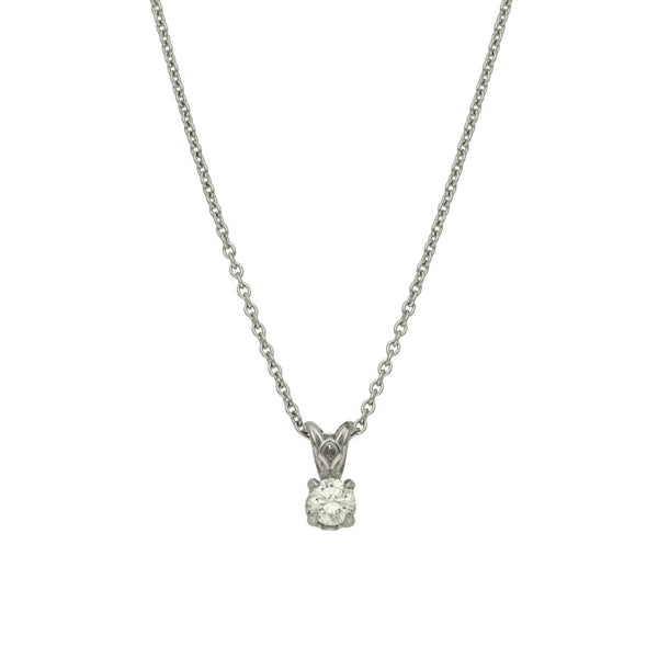 950 Platinum Diamond Solitaire Pendant & Necklace - 18" - 0.36ct
