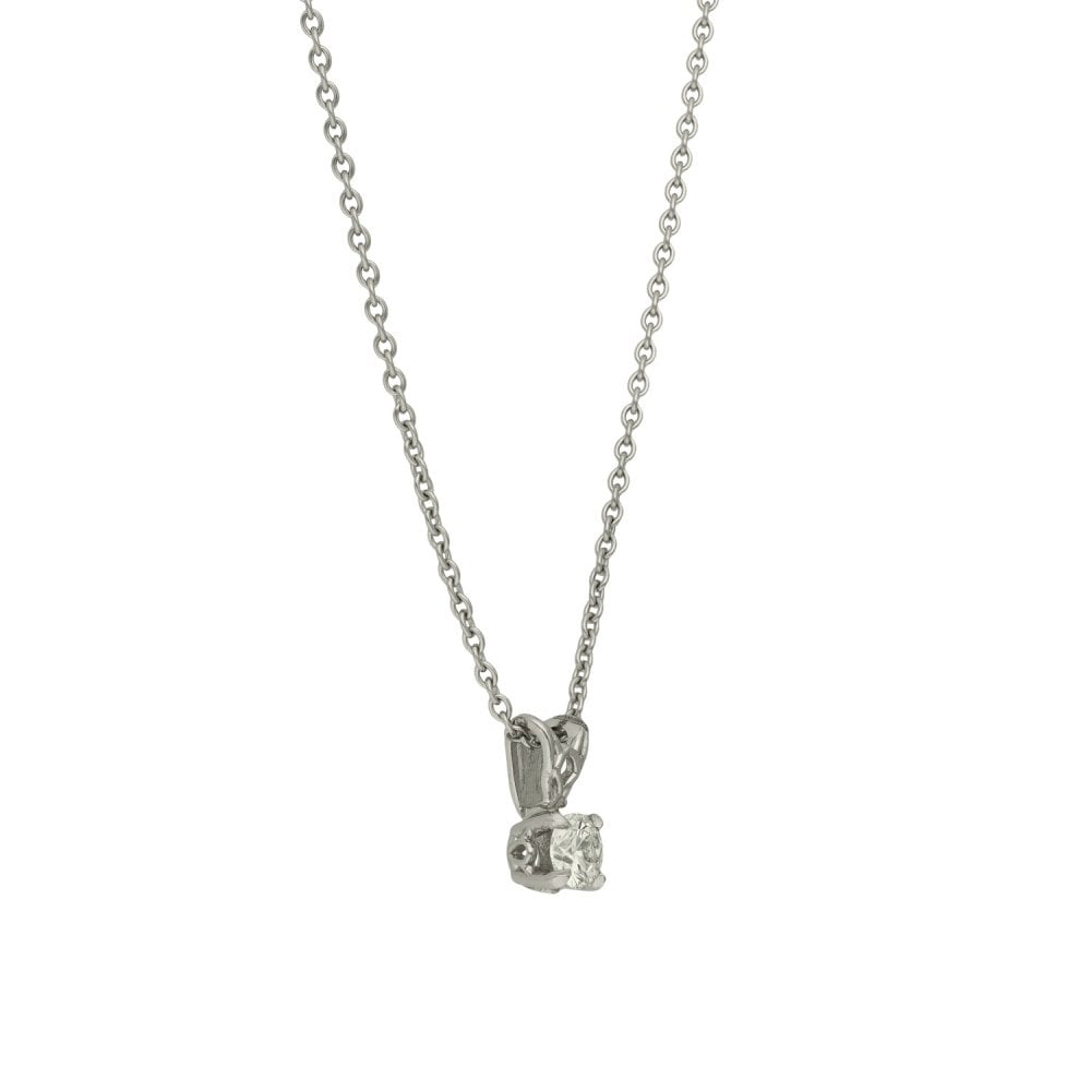 950 Platinum Diamond Solitaire Pendant & Necklace - 18" - 0.36ct