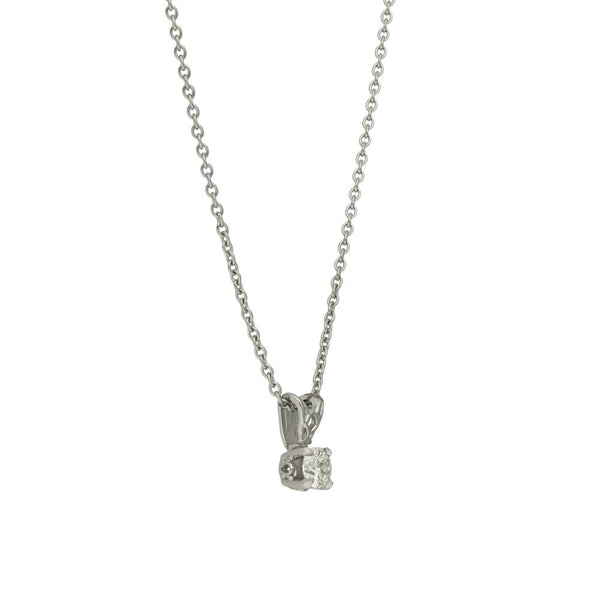 950 Platinum Diamond Solitaire Pendant & Necklace - 18" - 0.36ct