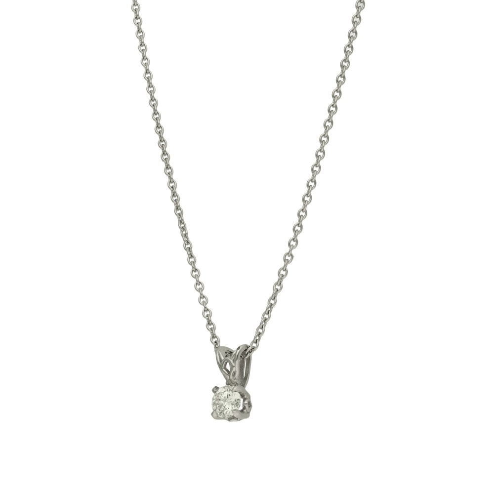 950 Platinum Diamond Solitaire Pendant & Necklace - 18" - 0.36ct