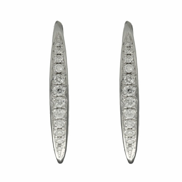 Ladies 9ct White Gold Diamond Set Thread Hook Earrings