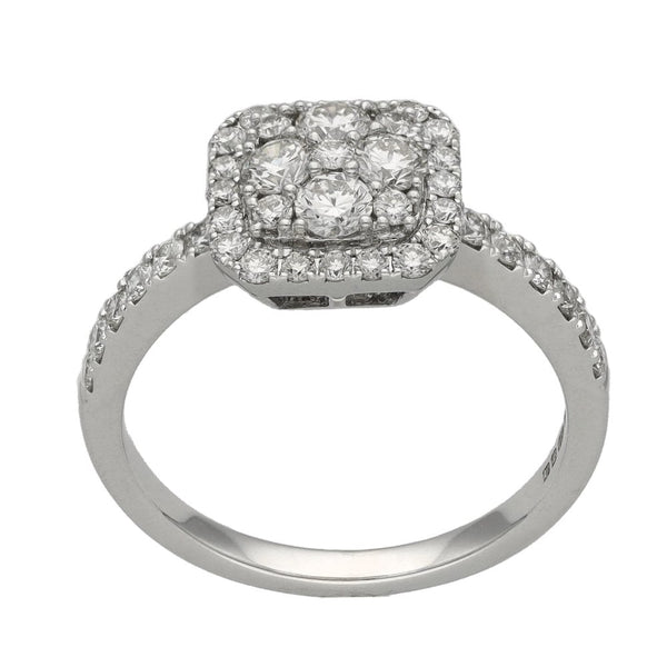 Ladies 18ct White Gold Diamond Square Cluster Ring