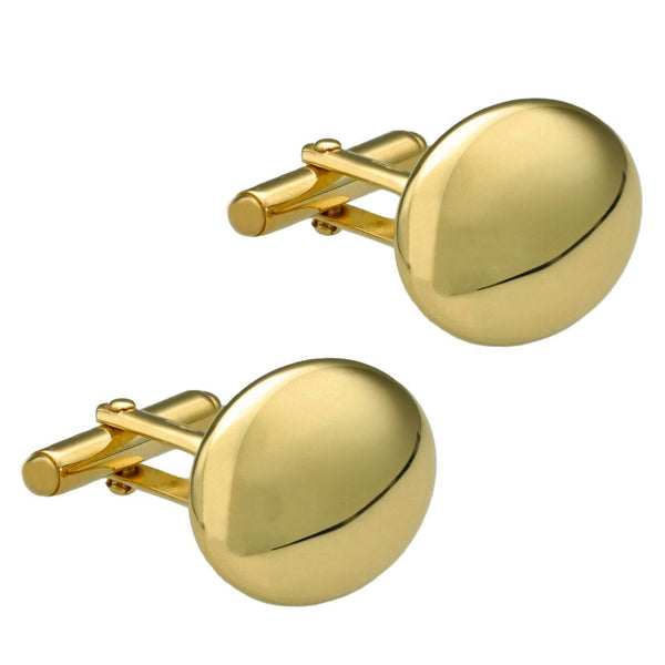 Mens 9ct Yellow Gold Oval Shape Polished Cufflinks - 4.7g