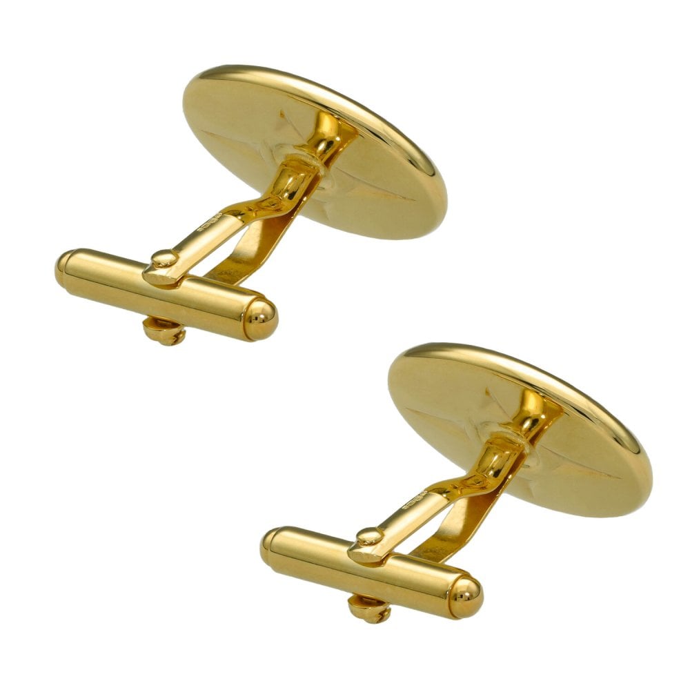 Mens 9ct Yellow Gold Oval Shape Polished Cufflinks - 4.7g