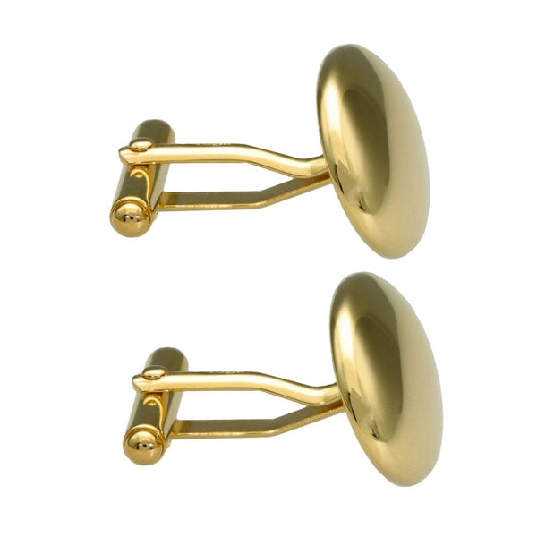 Mens 9ct Yellow Gold Oval Shape Polished Cufflinks - 4.7g