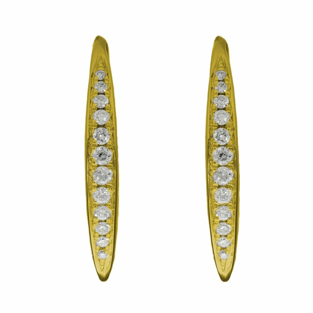 Ladies 9ct Yellow Gold Diamond Thread Hook Earrings