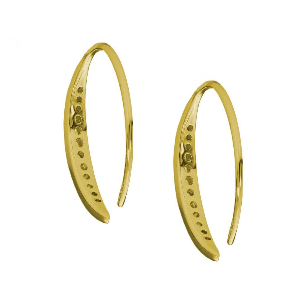 Ladies 9ct Yellow Gold Diamond Thread Hook Earrings