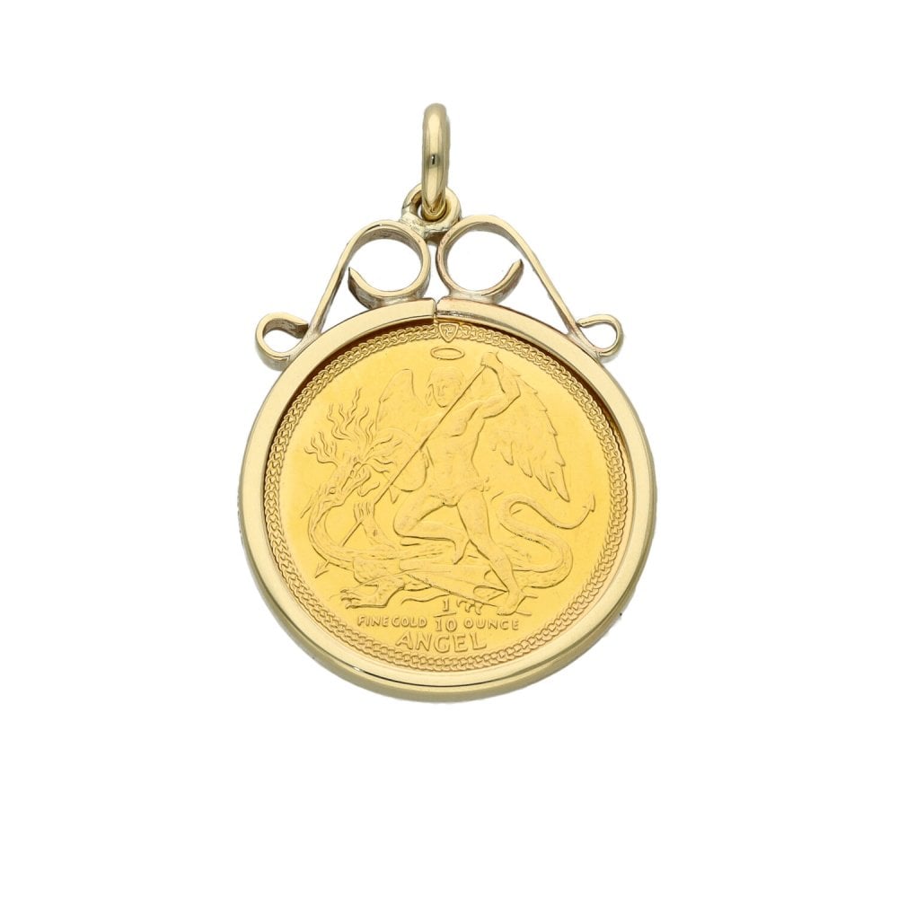 1/10th Ounce 1989 Isle Of Man Angel Coin Pendant - 4.2g