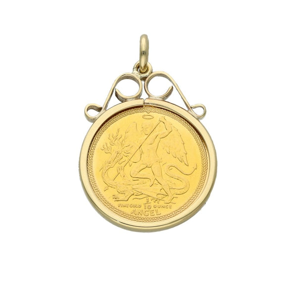 1/10th Ounce 1989 Isle Of Man Angel Coin Pendant - 4.2g