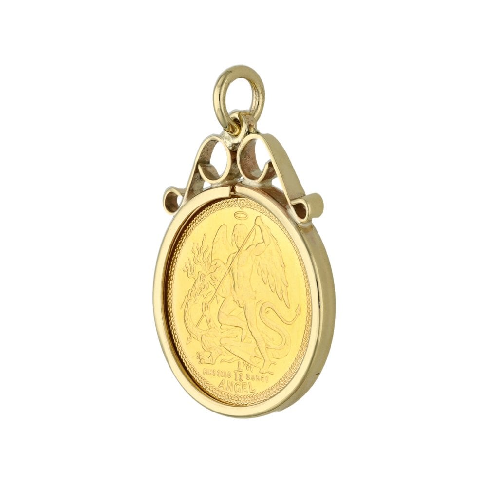 1/10th Ounce 1989 Isle Of Man Angel Coin Pendant - 4.2g