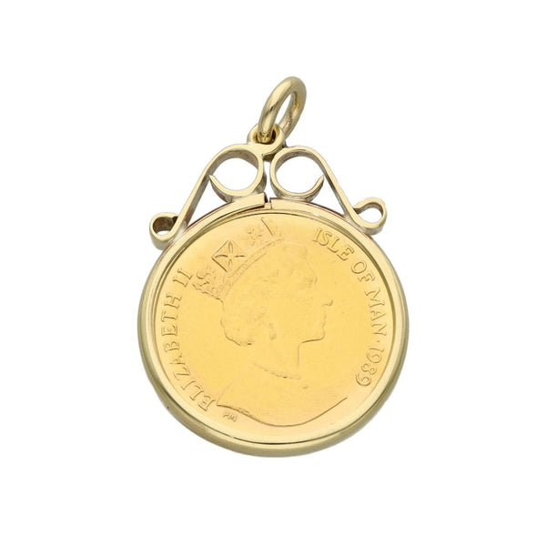 1/10th Ounce 1989 Isle Of Man Angel Coin Pendant - 4.2g