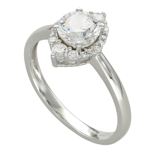 Ladies White Gold Cubic Zirconia Marquise Shape Cluster Ring