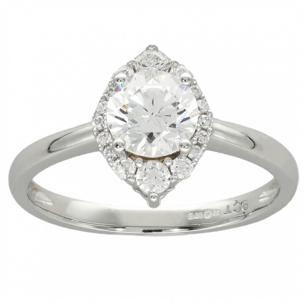 Ladies White Gold Cubic Zirconia Marquise Shape Cluster Ring