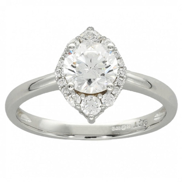 Ladies White Gold Cubic Zirconia Marquise Shape Cluster Ring