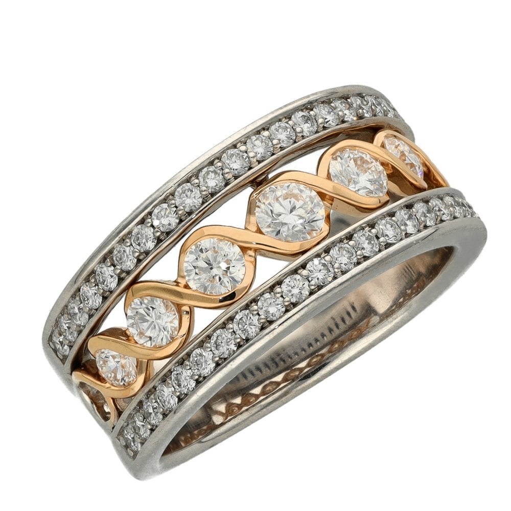 Canadian Certified 8mm 18ct Rose & White Gold Diamond Ring