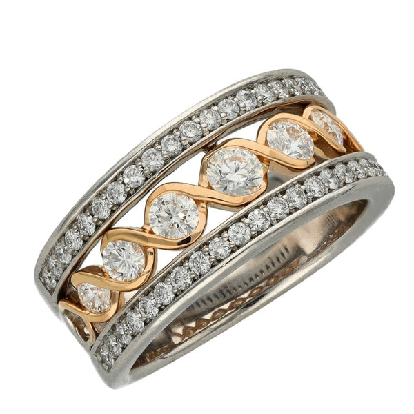 Canadian Certified 8mm 18ct Rose & White Gold Diamond Ring