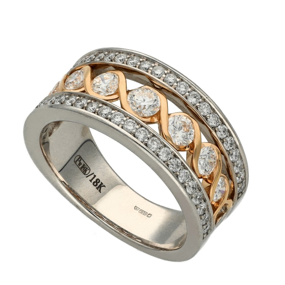 Canadian Certified 8mm 18ct Rose & White Gold Diamond Ring