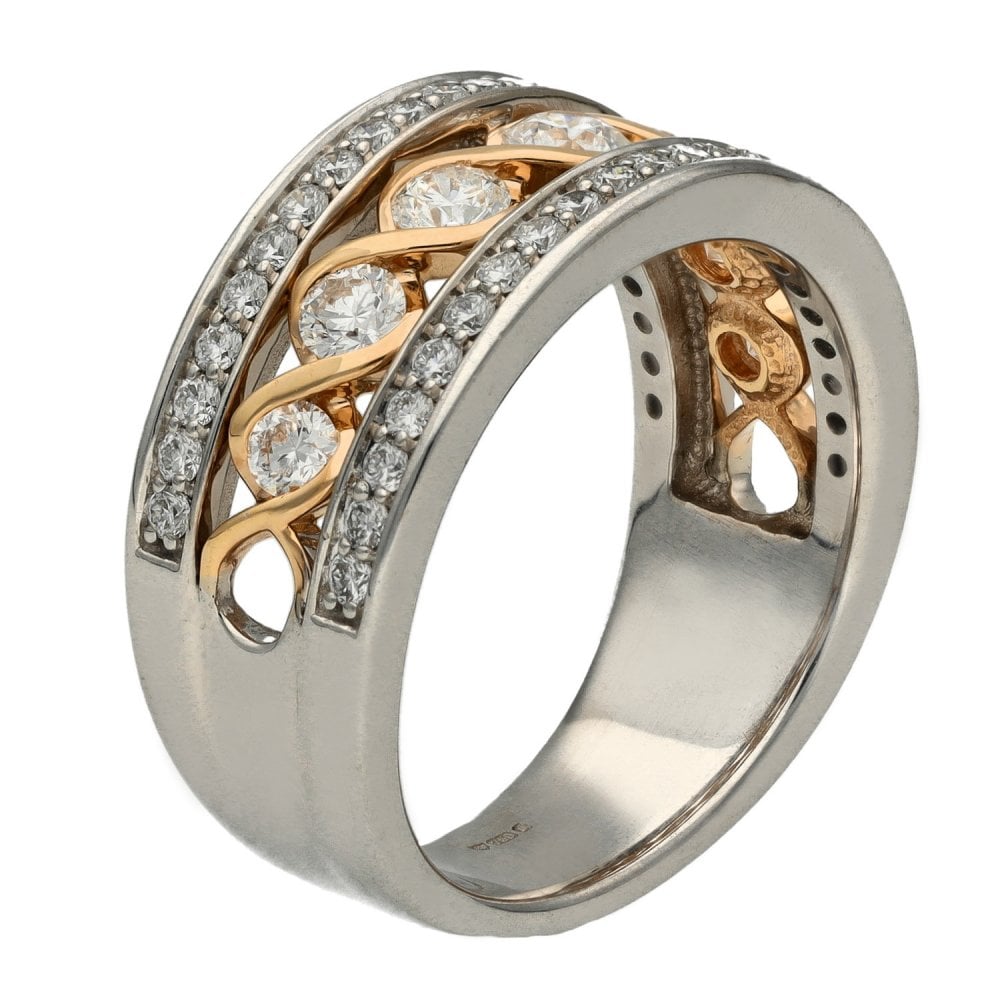 Canadian Certified 8mm 18ct Rose & White Gold Diamond Ring