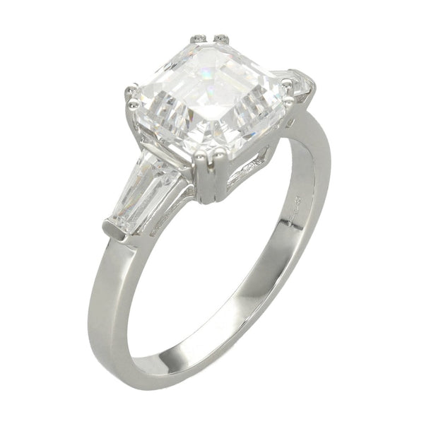 Ladies 9ct White Gold Cubic Zirconia Asscher Cut Ring