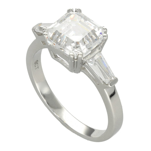 Ladies 9ct White Gold Cubic Zirconia Asscher Cut Ring