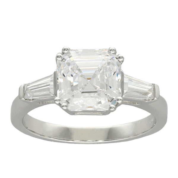 Ladies 9ct White Gold Cubic Zirconia Asscher Cut Ring