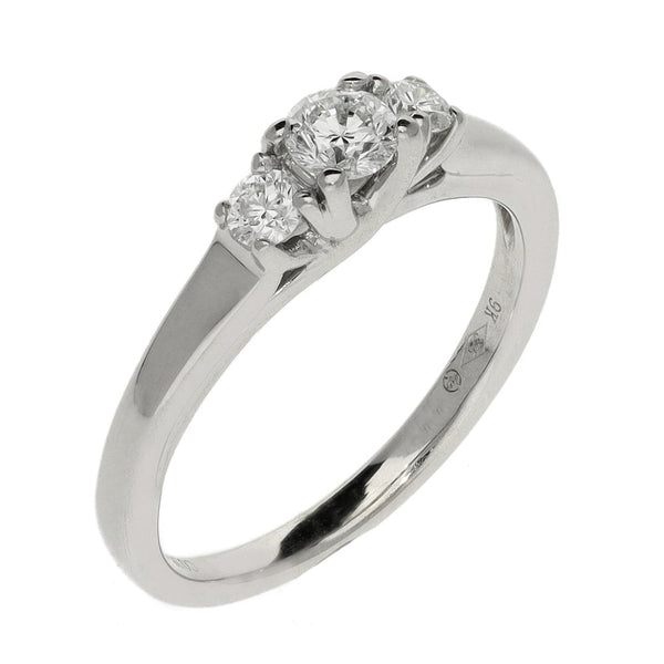 Ladies 9ct White Gold Three Stone Diamond Row Ring - 0.42ct