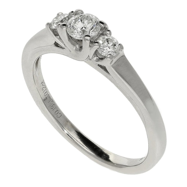 Ladies 9ct White Gold Three Stone Diamond Row Ring - 0.42ct