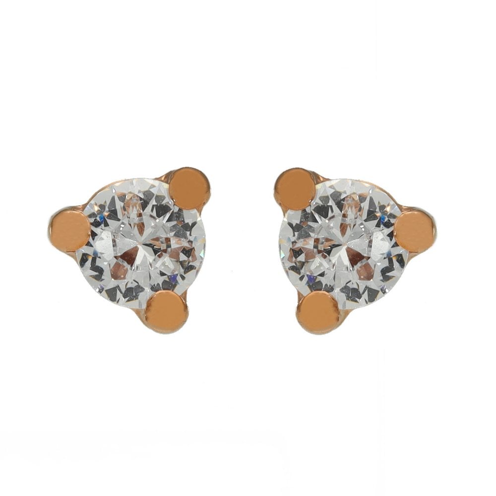 Ladies 9ct Rose Gold Cubic Zirconia Stud Earrings