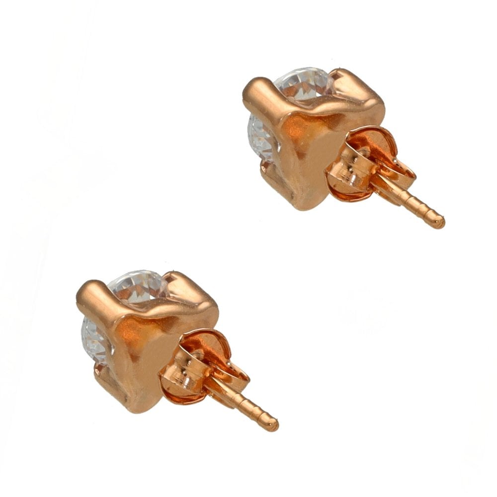 Ladies 9ct Rose Gold Cubic Zirconia Stud Earrings