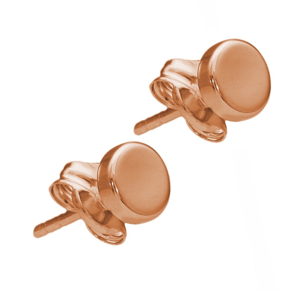 Ladies 9ct Rose Gold Small Flat Circle Stud Earrings