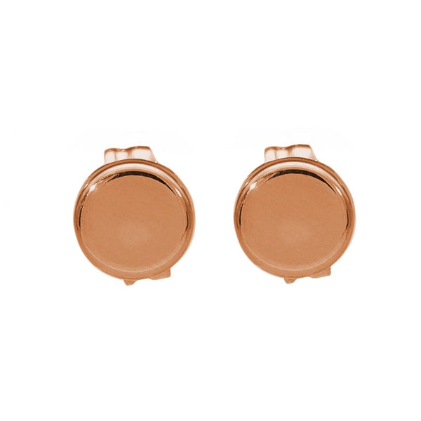 Ladies 9ct Rose Gold Small Flat Circle Stud Earrings