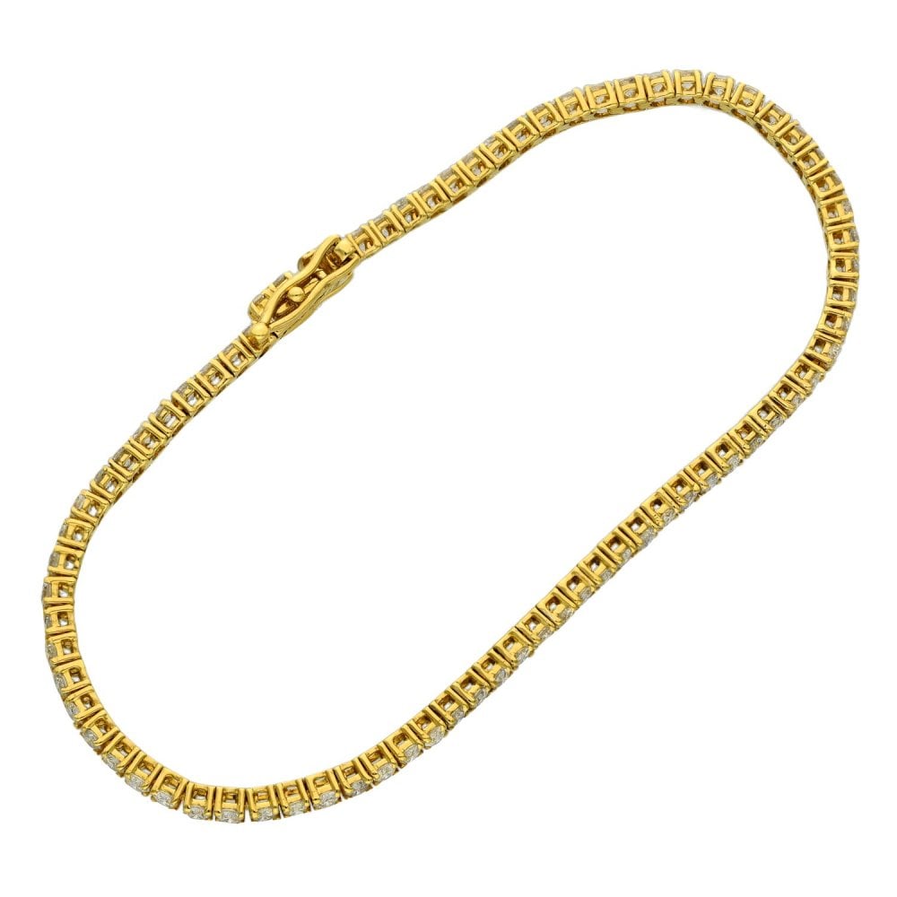 Ladies 18ct Yellow Gold Diamond Tennis Bracelet - 3.00ct