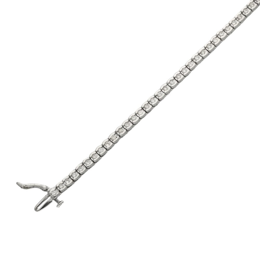 Ladies 18ct White Gold Diamond Tennis Bracelet - 1.00ct - 7.5"