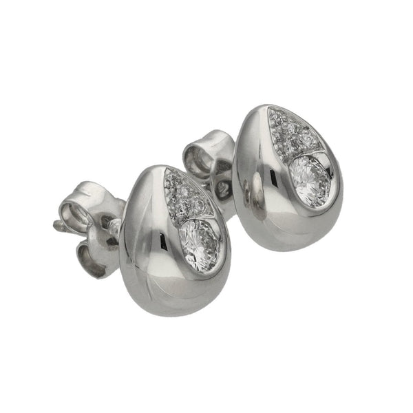 18ct White Gold Diamond Pear-Shaped Stud Earrings